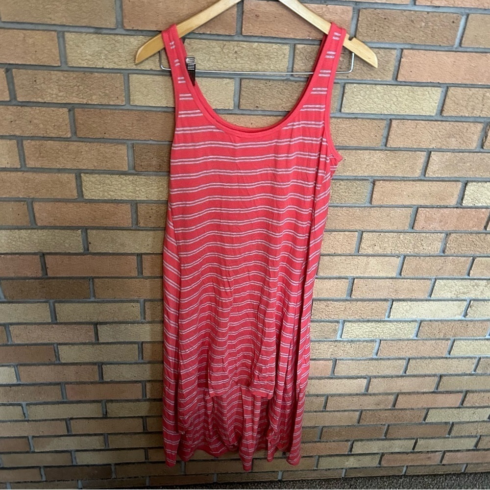 MNY MARC NEW YORK Coral Gray Striped Sleeveless Casual Performance Dress Size XL